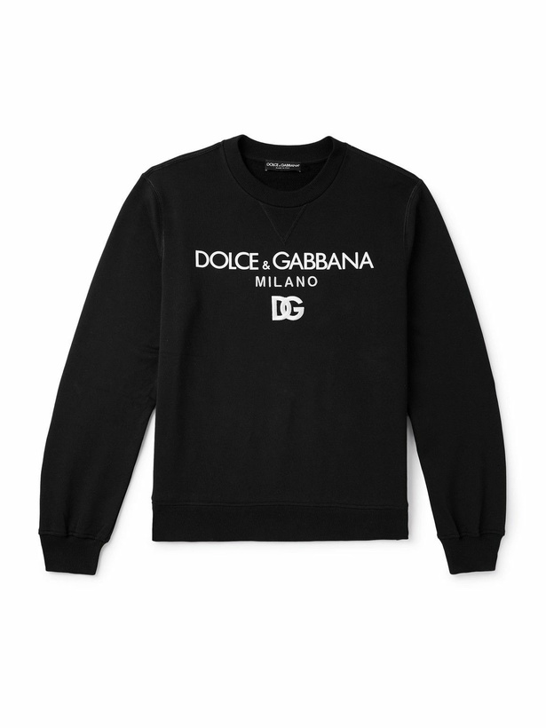 Photo: Dolce&Gabbana - Logo-Print Embroidered Cotton-Jersey Sweatshirt - Black