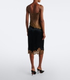 Dorothee Schumacher Shiny Statement lace-trimmed satin midi skirt