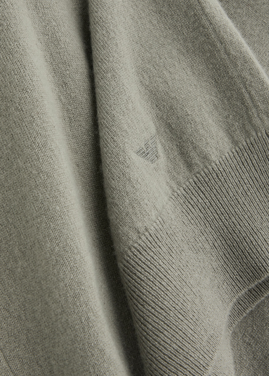 Emporio Armani Logo-embroidered Cashmere-blend Jumper Dark Grey
