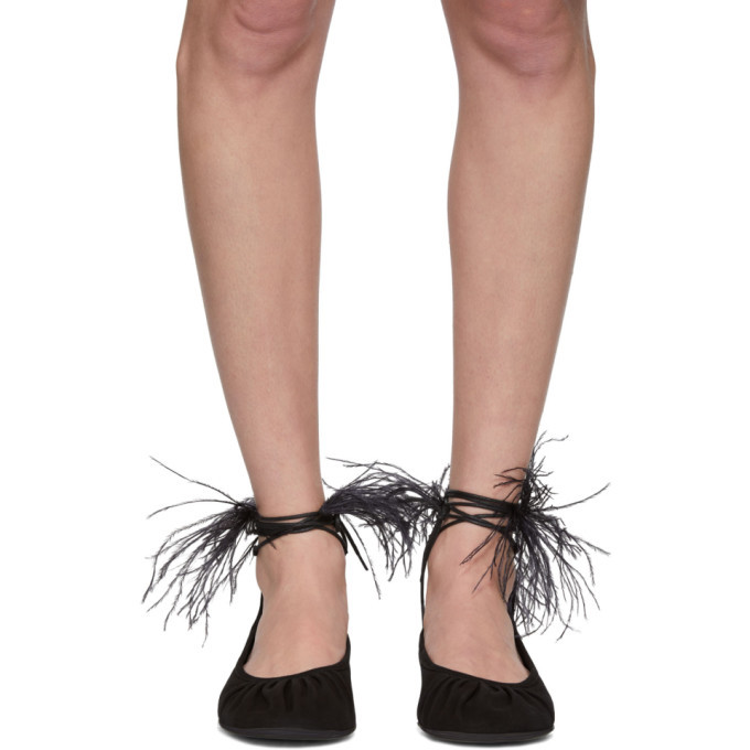 Ann Demeulemeester Black Feather Ballerina Flats