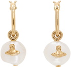 Vivienne Westwood Gold & White Azul Hoop Earrings