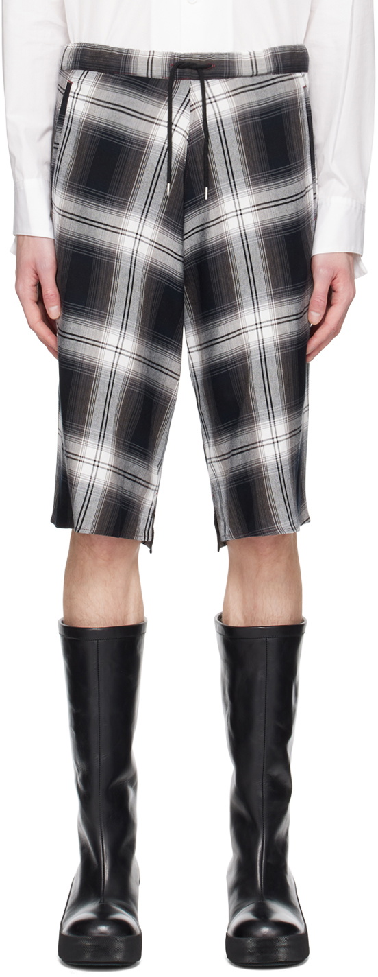 Sulvam Black Check Shorts