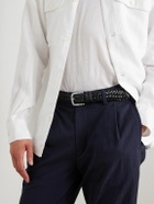 Mr P. - 3cm Woven Leather Belt - Black