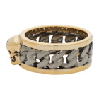 Alexander McQueen Gold and Gunmetal Bi-Color Chain Ring