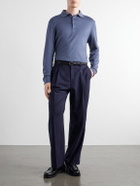 Mr P. - Wide-Leg Pleated Wool Suit Trousers - Blue