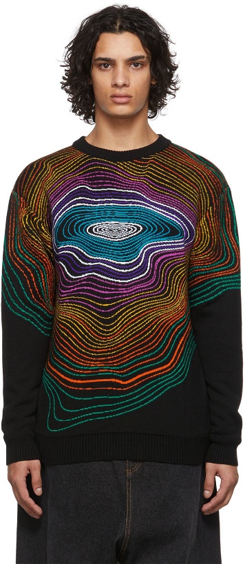 Photo: AGR Black & Multicolor Swirl Crewneck Sweater