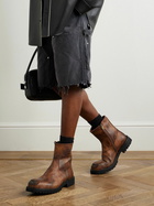 Acne Studios - Bork Logo-Embossed Distressed Leather Boots - Brown