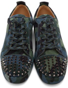 Christian Louboutin Blue & Green Louis Junior Spikes Orlato Sneakers