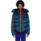 Kenzo Blue and Green Down Moire Tiger Puffer Jacket