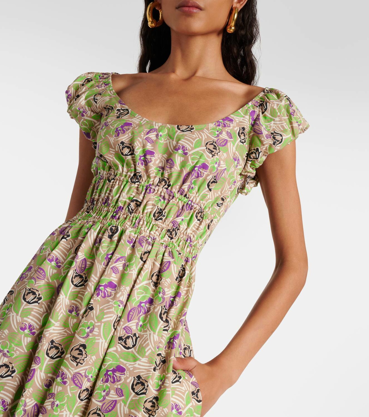 knee length dresses for ladies Tory Burch Printed Silk Maxi Dress – Balardi main image 1