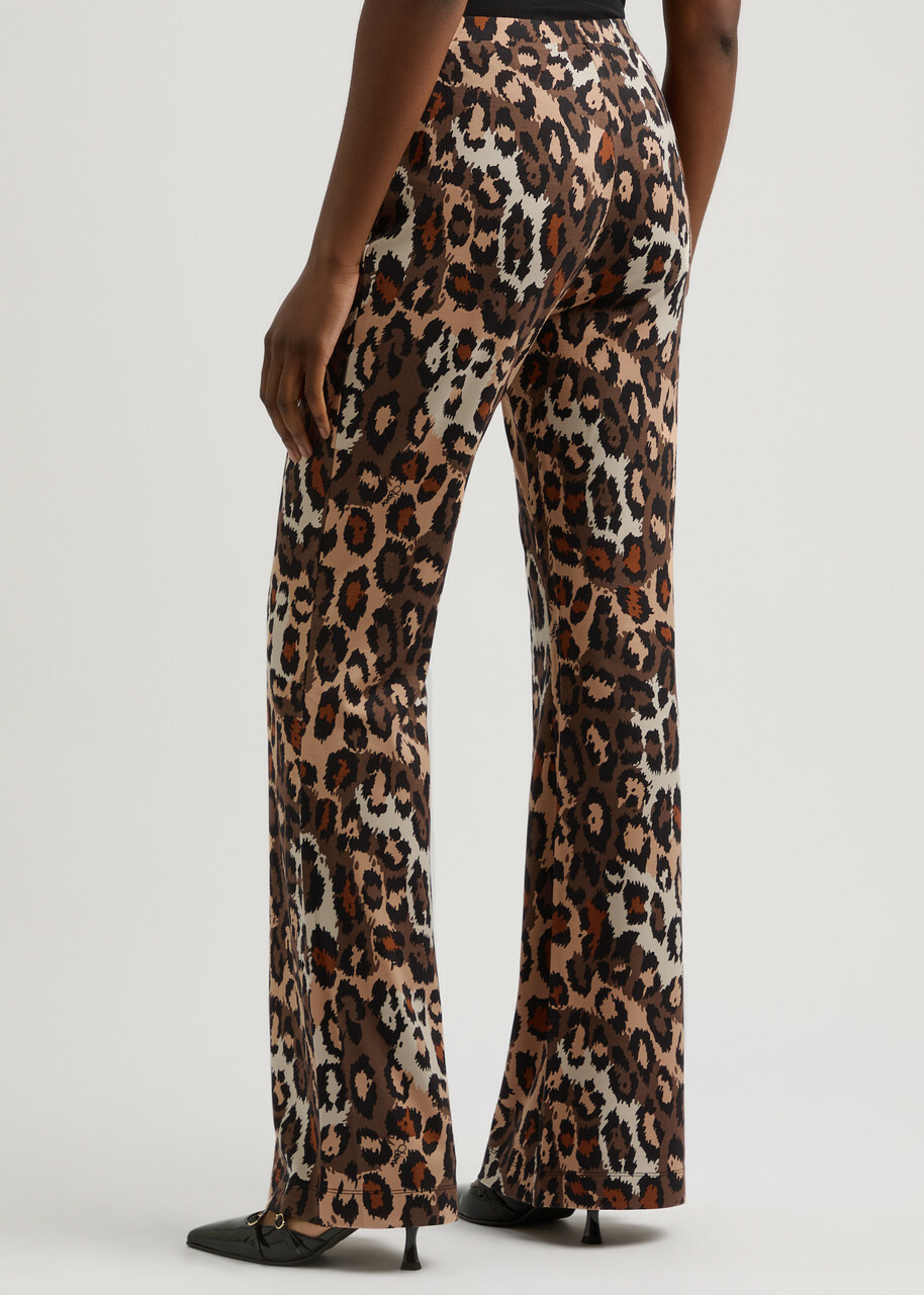 Diane Von Furstenberg Brooklyn Leopard-print Flared Jersey Trousers Multicoloured