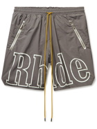 Rhude - Logo-Print Shell Drawstring Shorts - Gray