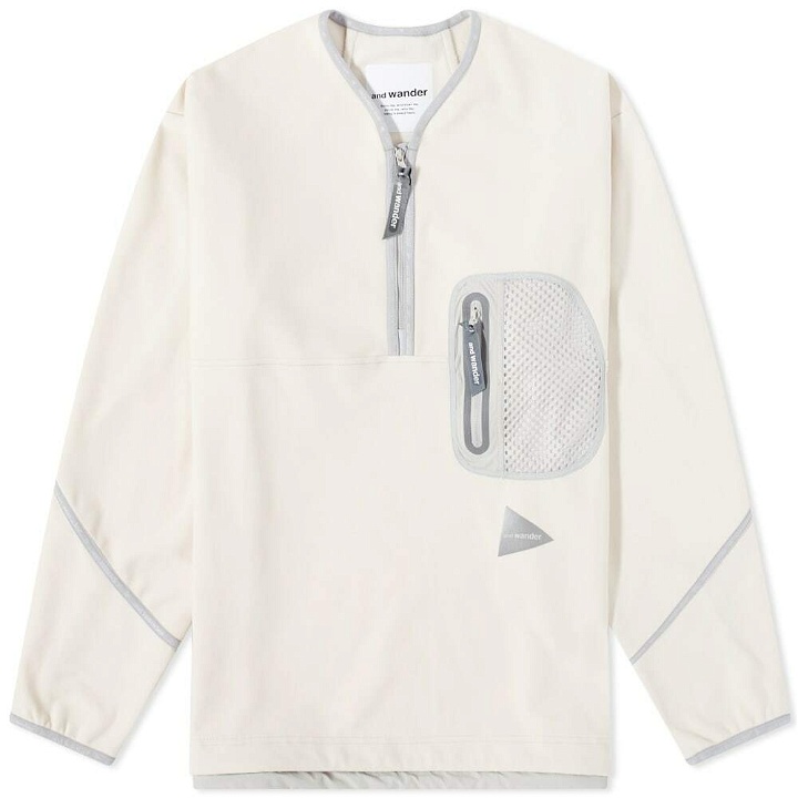 Photo: And Wander Men's Light Fleece Pullover in Off White