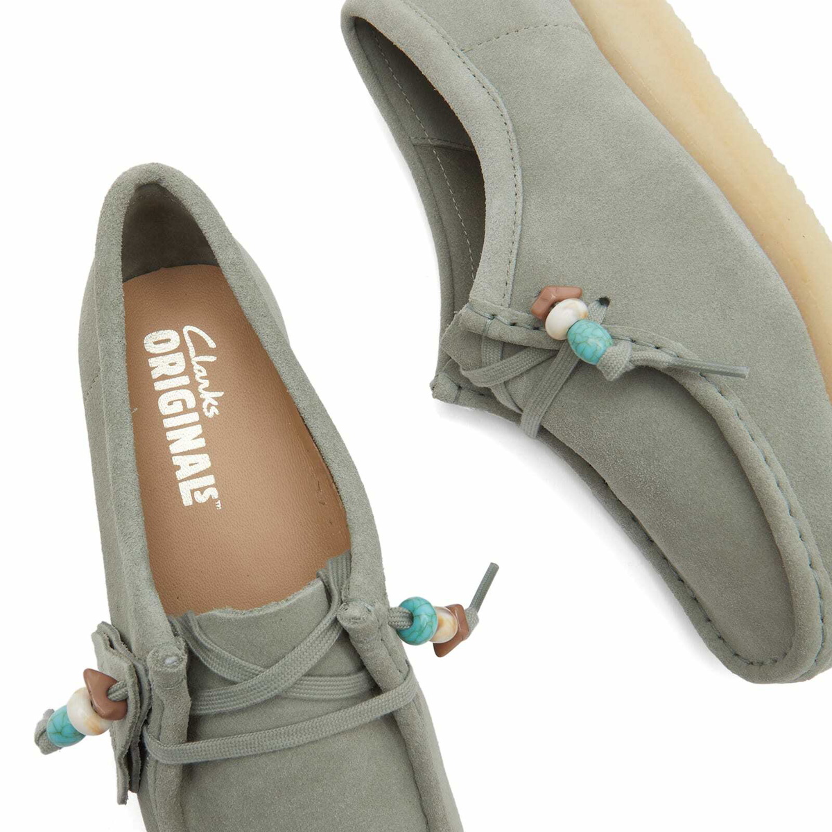 Clarks Originals Women's Wallabee Beads in Sage Suede