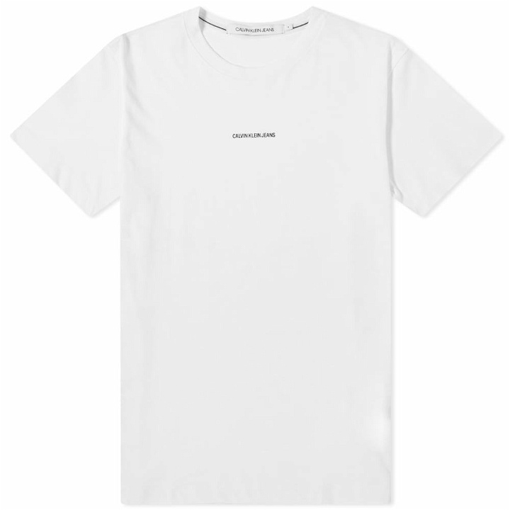 Photo: Calvin Klein Men's Micro Branding Essential T-Shirt in Bright White