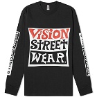 Vision Streetwear Men's Long Sleeve Wavey OG Logo T-Shirt in Black