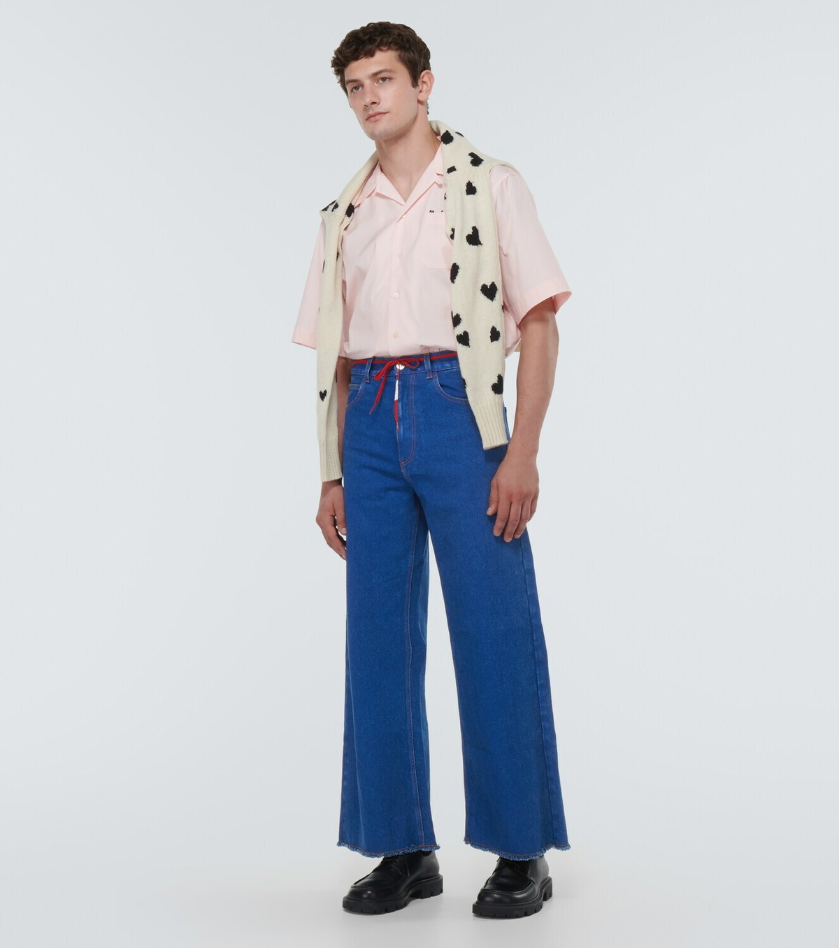 【春先に大活躍♪】MARNI Denim wide-leg jeans Light blue denim wide leg jeans with patch detail | Marni