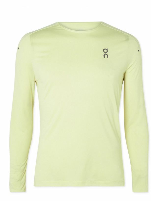 Photo: ON - Slim-Fit Logo-Print Recycled-Jersey Running T-Shirt - Yellow
