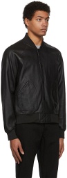 PS by Paul Smith Black Leather Bomber Jacket