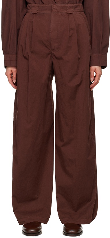 Photo: LEMAIRE Burgundy Wide-Leg Trousers