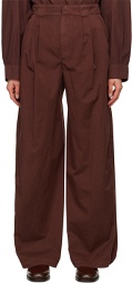 LEMAIRE Burgundy Wide-Leg Trousers