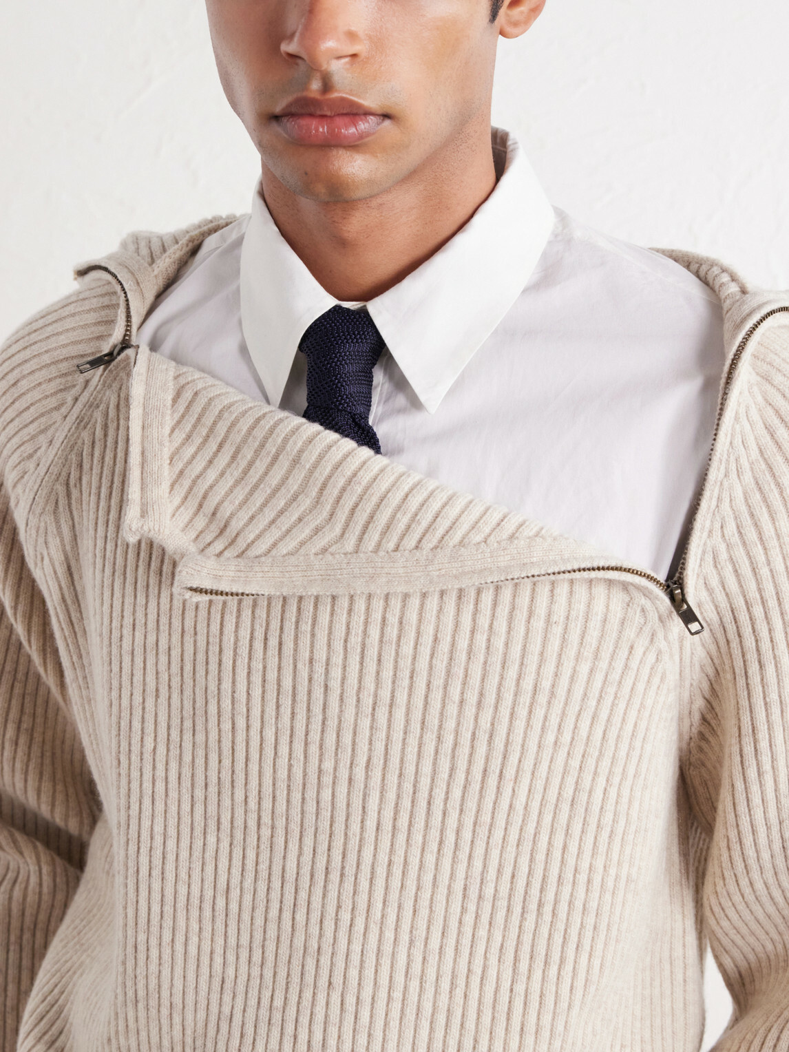 Aimé Leon Dore - Ribbed-Knit Wool-Blend Hoodie - Neutrals