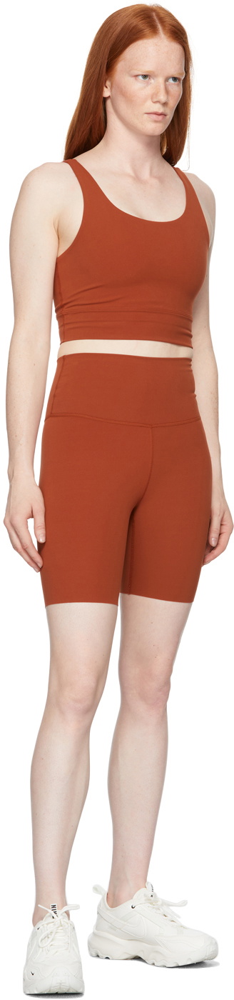 Nike Orange Infinalon Yoga Luxe Shorts Nike