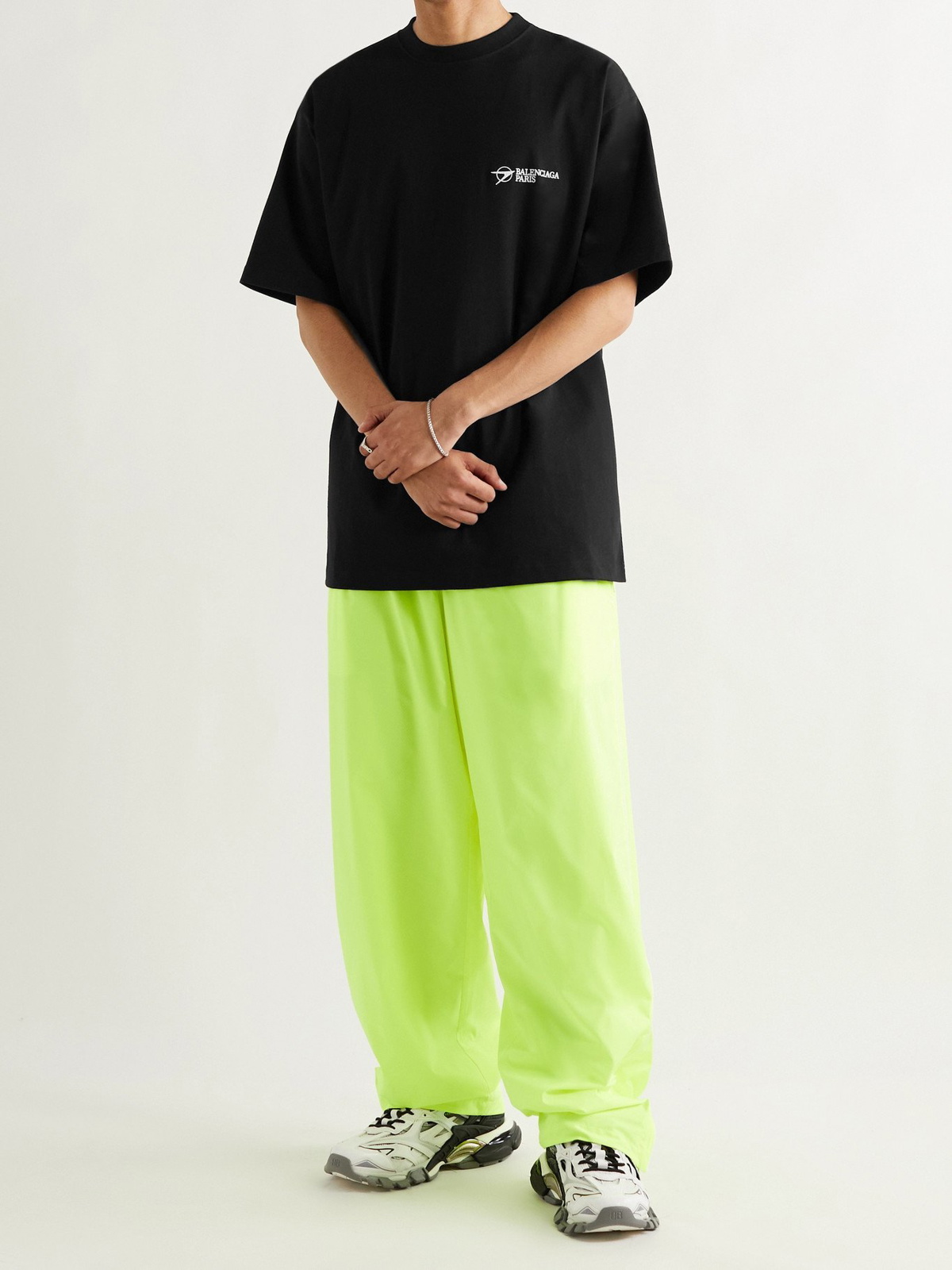 BALENCIAGA Oversized Logo-Embroidered Cotton-Jersey T-Shirt for