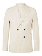 OLIVER SPENCER - Unstructured Double-Breasted Cotton Suit Jacket - Neutrals