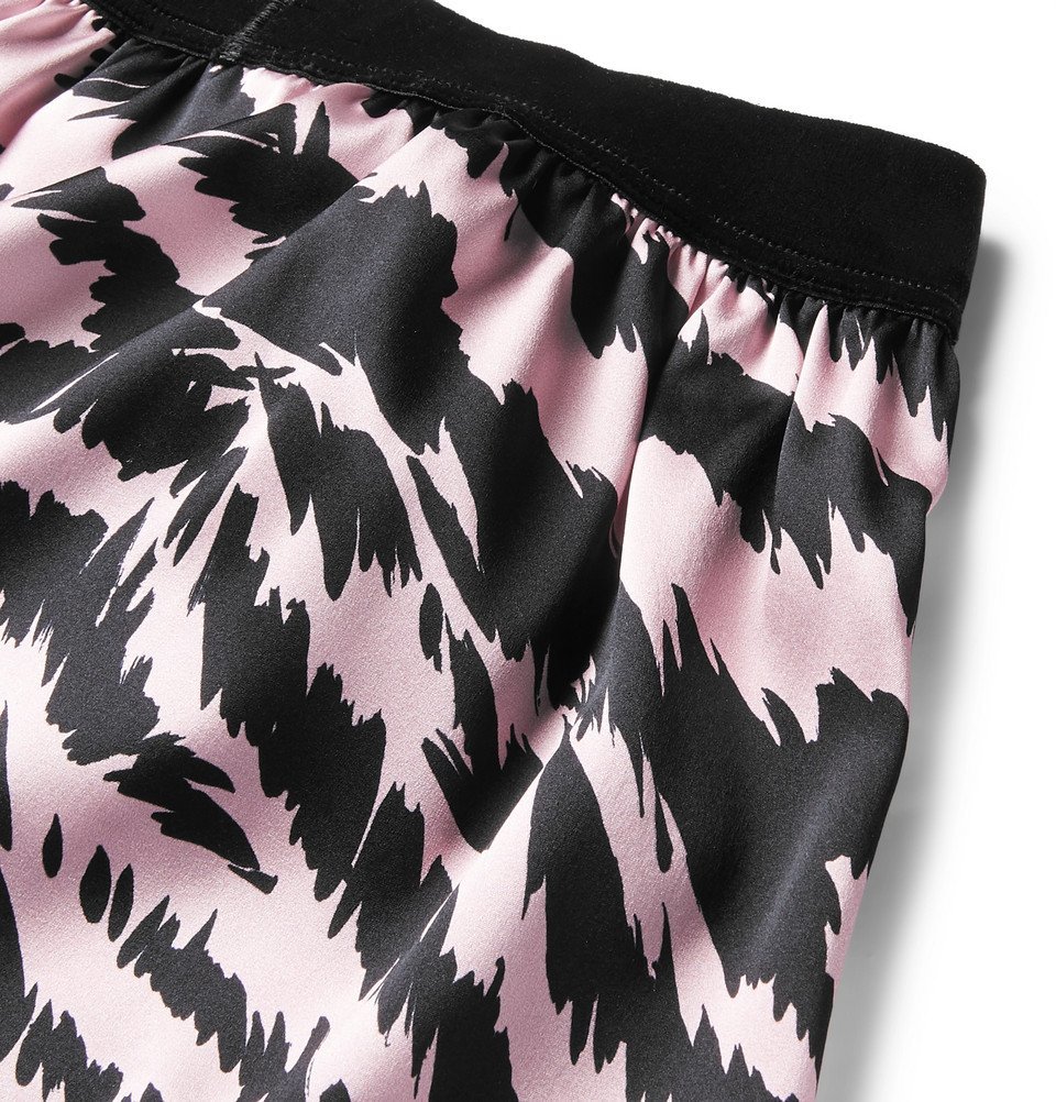 TOM FORD - Velvet-Trimmed Zebra-Print Stretch-Silk Satin Boxer