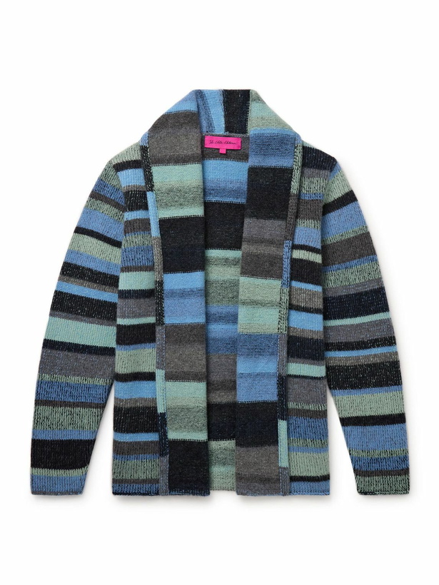 Photo: The Elder Statesman - Shawl-Collar Striped Cashmere Cardigan - Blue