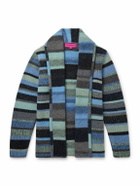 The Elder Statesman - Shawl-Collar Striped Cashmere Cardigan - Blue