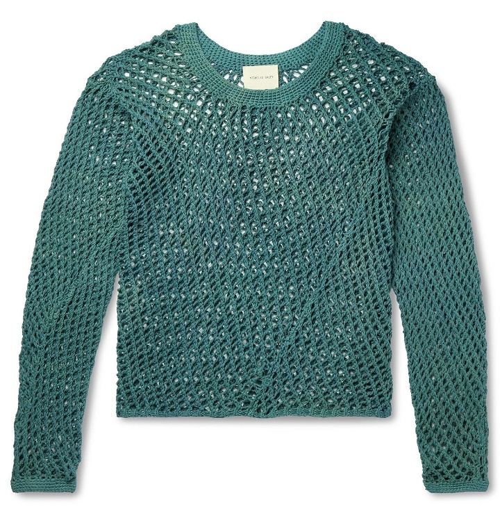 Photo: Nicholas Daley - Open-Knit Cotton Sweater - Green