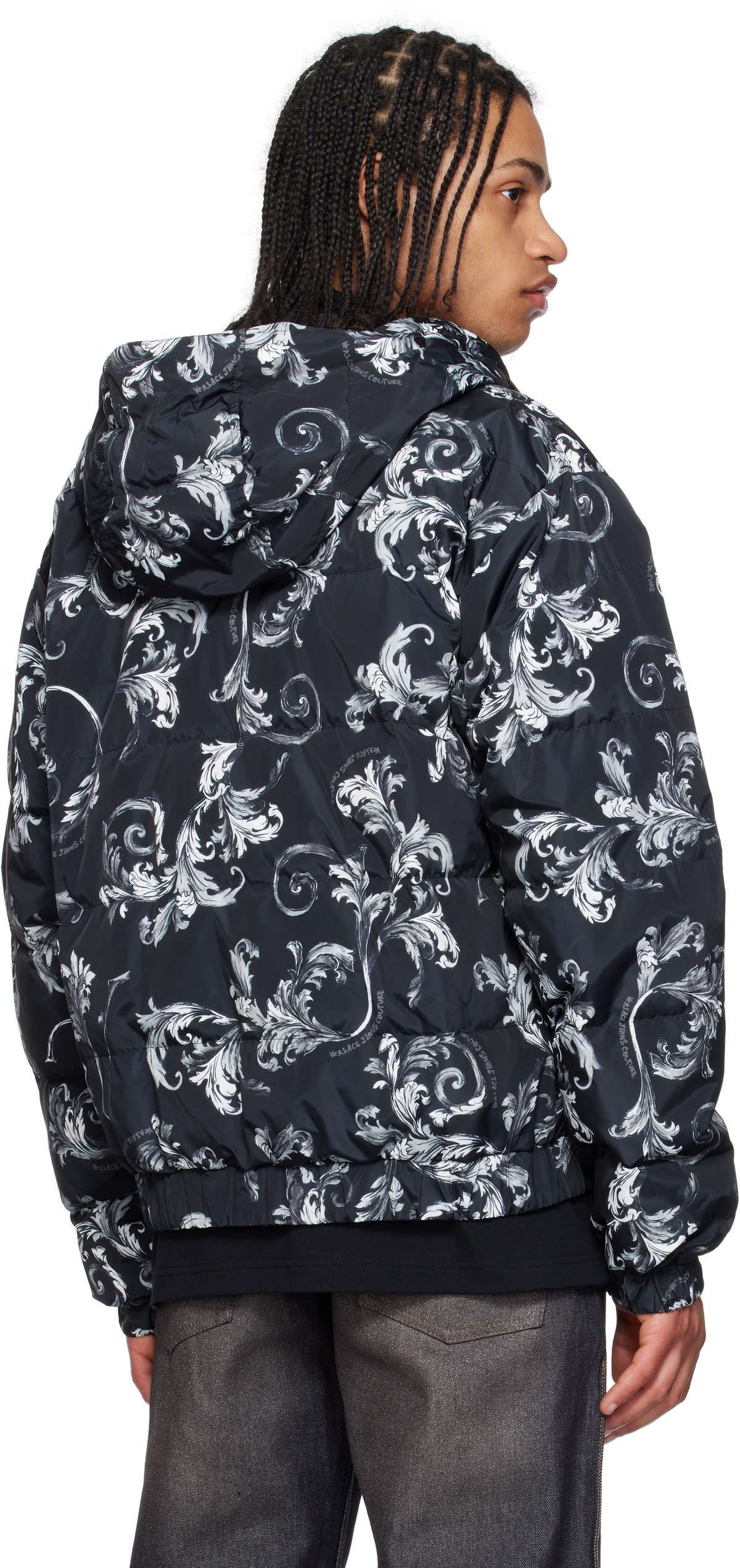 Versace Jeans Couture Black Barocco Reversible Down Jacket