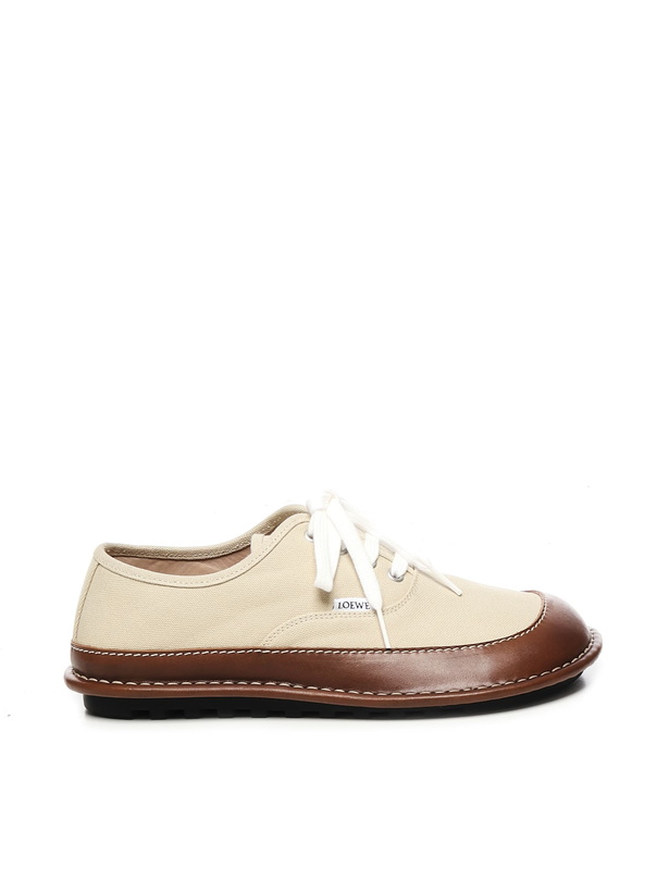 Photo: Loewe Bay Canvas And Calfskin Lace-up Shoes