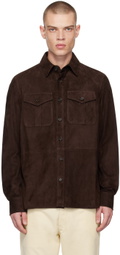 Ralph Lauren Purple Label Brown Spread Collar Suede Jacket