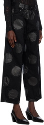 Y's Black Printed Jeans