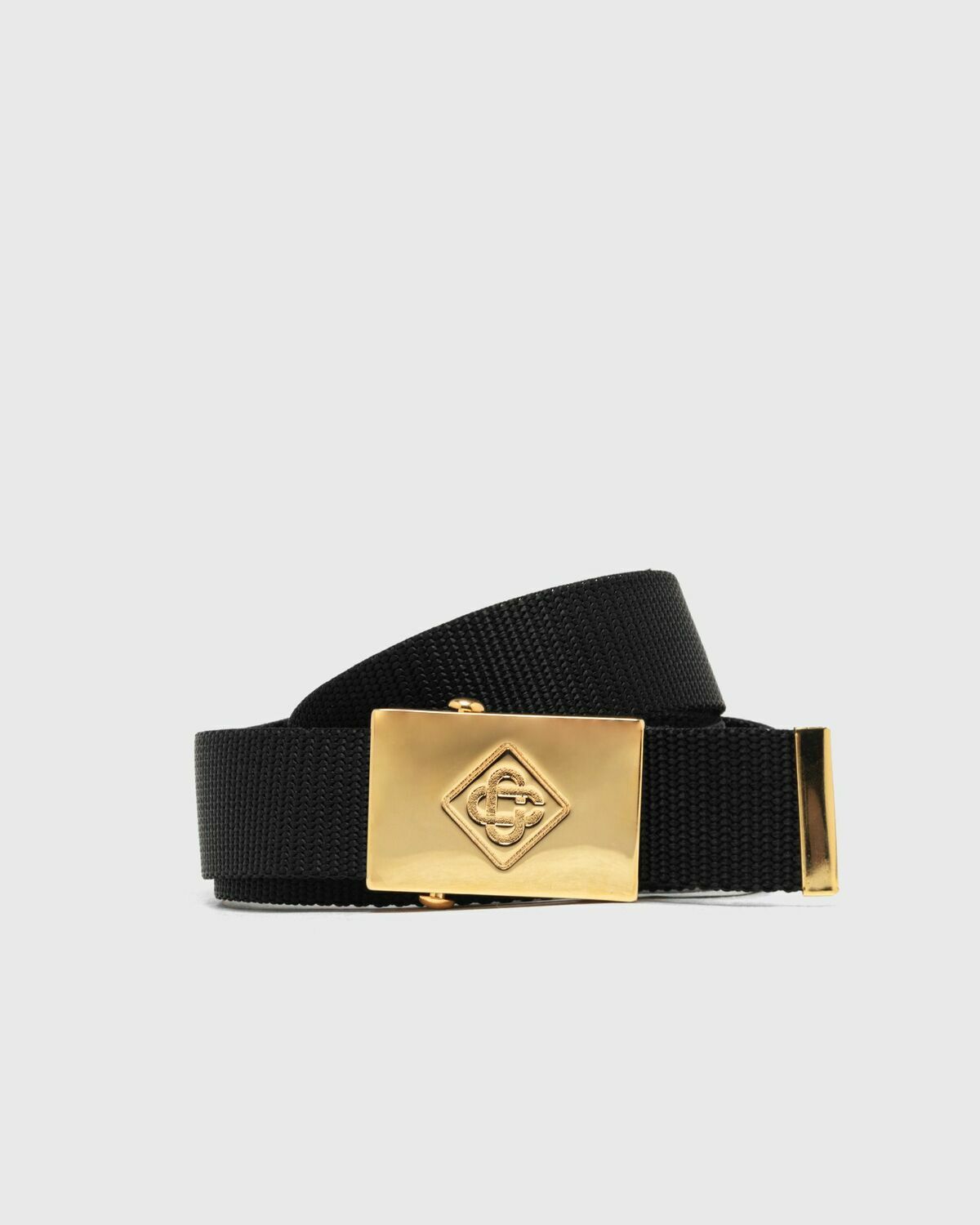 Casablanca DIAMOND LOGO SLIDE BUCKLE WEBBING BELT black/gold Men