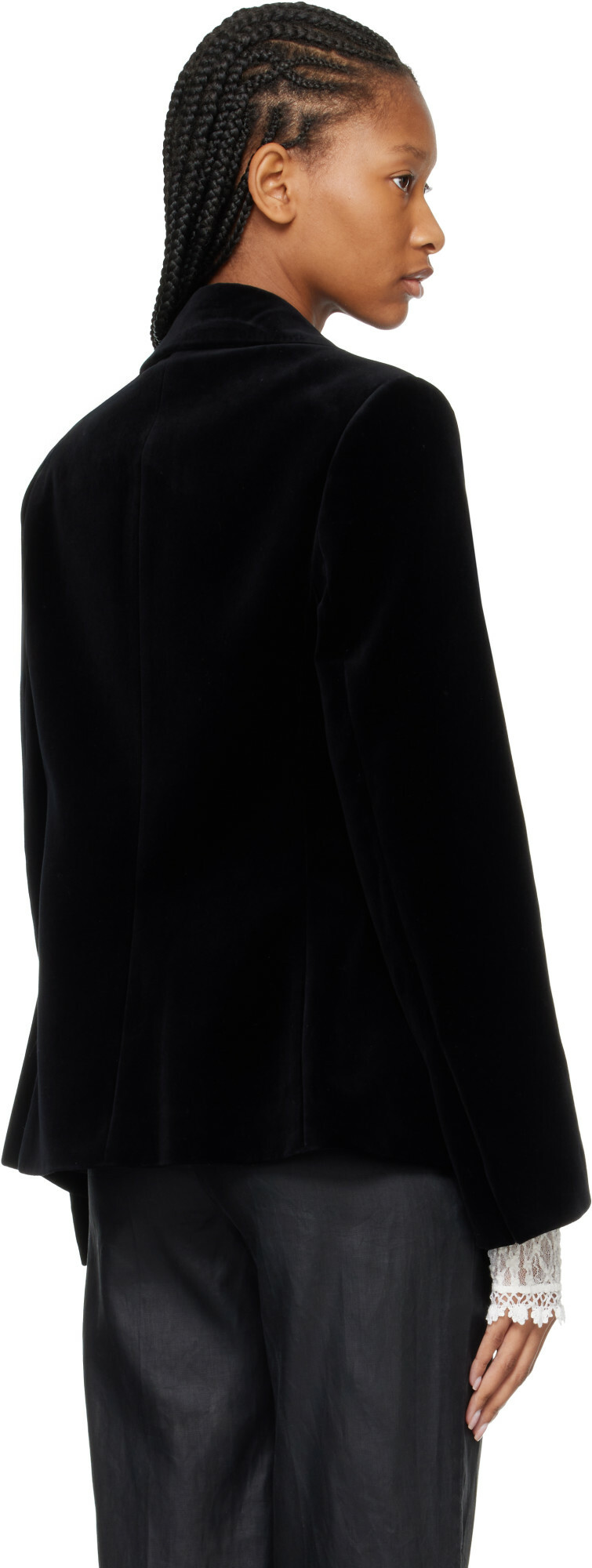 Róhe Black Classic Fitted Velvet Blazer