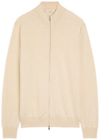 Aurélien Full zip Knit Merino Wool Jumper Light Brown