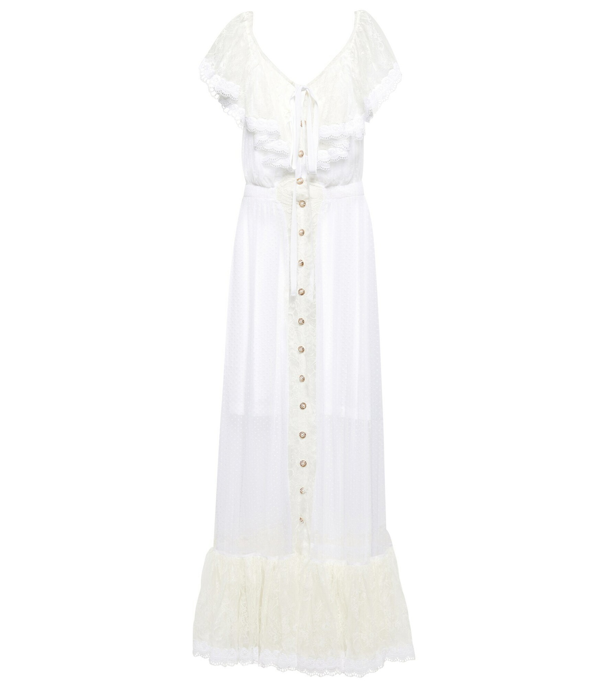 knee length dresses for ladies Long black lace dress with bardot collar – Rabanne main image 0