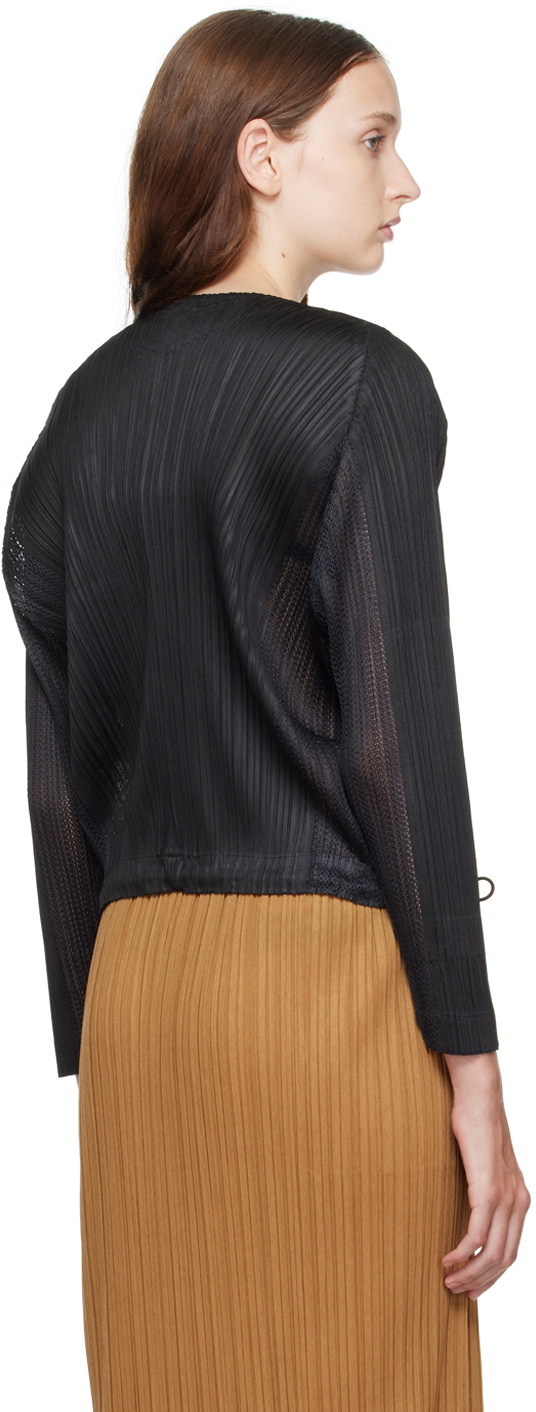 Pleats Please Issey Miyake Black Flick Cardigan