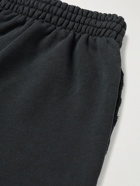 Balenciaga - Wide-Leg Logo-Embroidered Distressed Cotton-Jersey Shorts - Black
