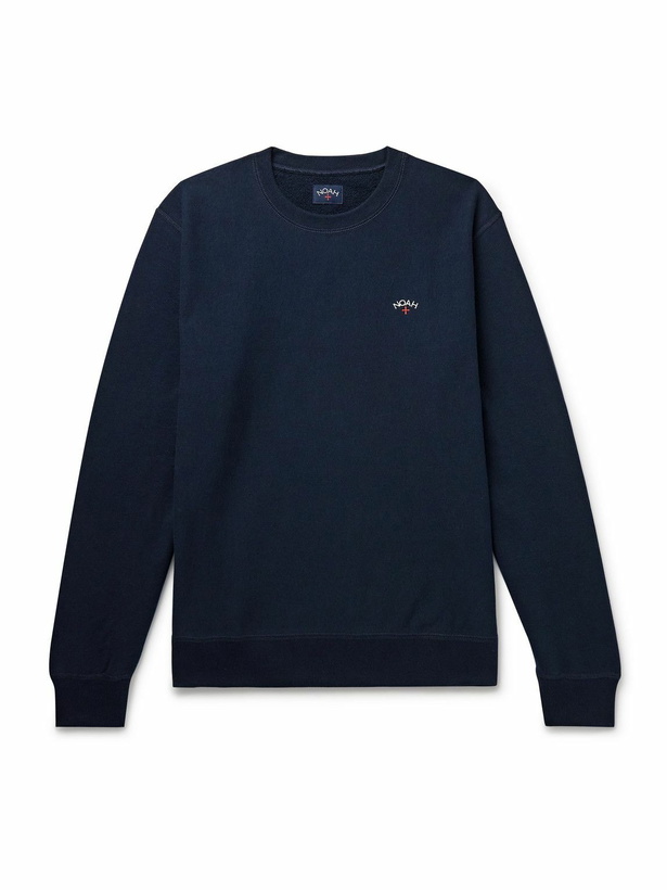 Photo: Noah - Logo-Embroidered Cotton-Jersey Sweatshirt - Blue