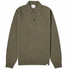 Norse Projects Men's Marco Merino Lambswool Polo Shirt in Ivy Green