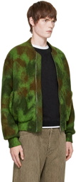 vowels Green Knitted Bomber Jacket