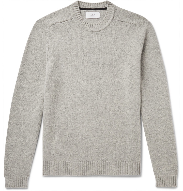 Photo: Mr P. - Mélange Shetland Wool Sweater - Gray