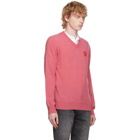 Comme des Garcons Play Pink Double Heart V-Neck Sweater