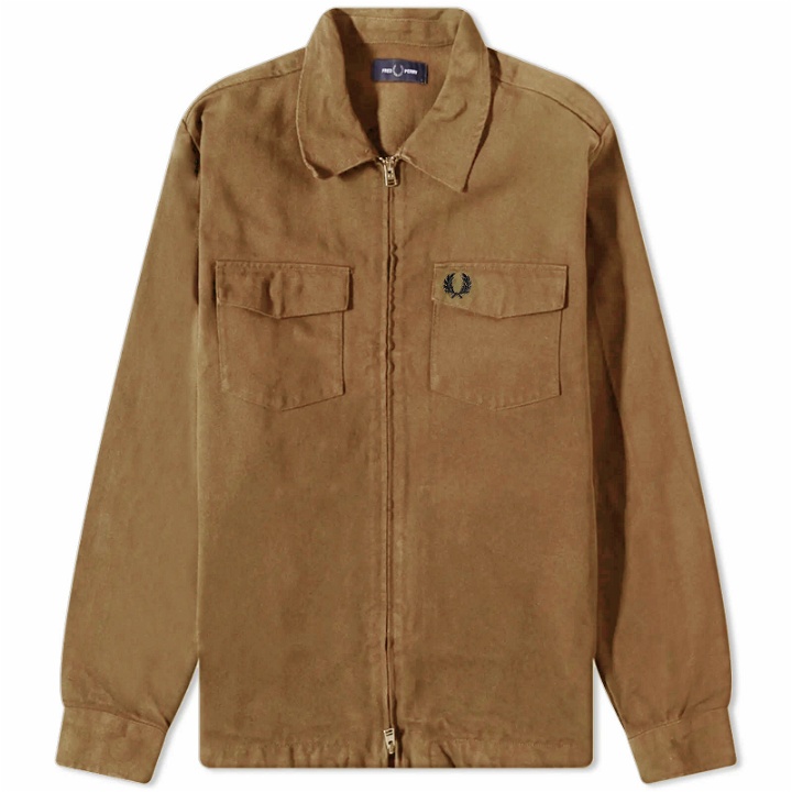 Photo: Fred Perry Men's Heavy Twill Overshirt in Shaded Stone