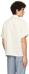 Second/Layer Off-White Pinpoint Open Collar Short Sleeve Shirt